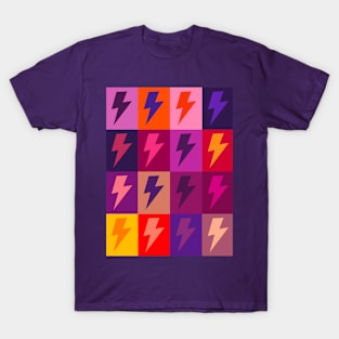 Lightning Bolts Checkerboard Pattern Pinks and Purples T-Shirt